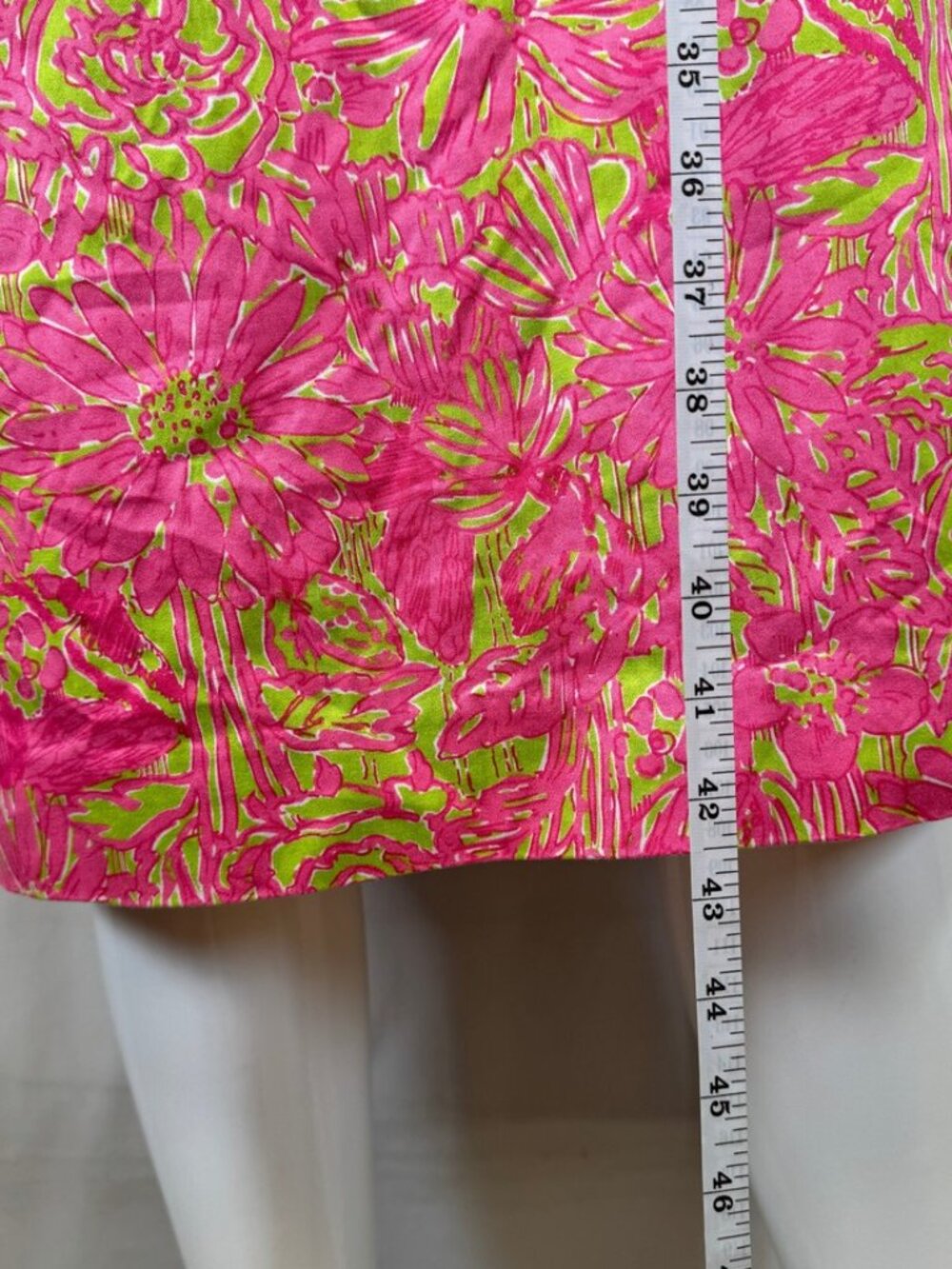 Lilly Pulitzer Midi Pink Green Floral Cotton Lined Shift Dress Size 12 - Picture 9 of 16